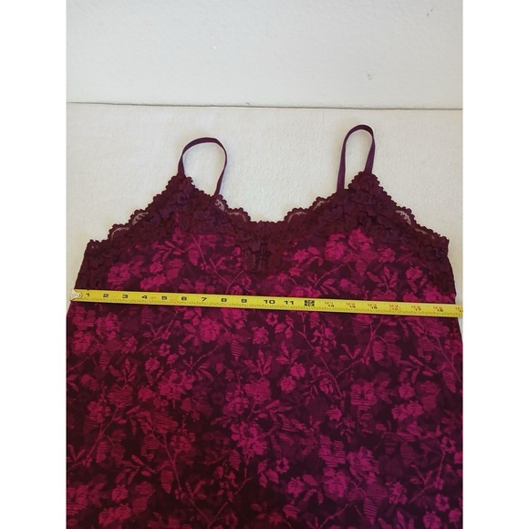 Lane Bryant Women Floral 14/16 Tank Top Layering Cotton sleeveless Cami Burgundy - Picture 12 of 14